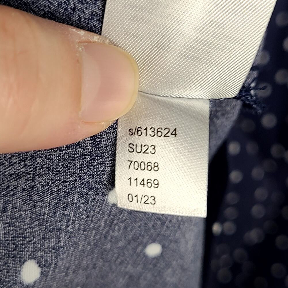 Loft Navy Blue Polka Dot V-neck Dress Puff Sleeves Size 10 NWT Retro 40's Style - Picture 9 of 13
